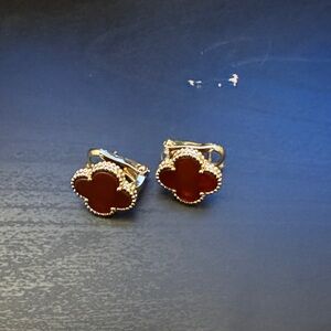 Van Cleef & Arpels Gold and Red Clover Earrings